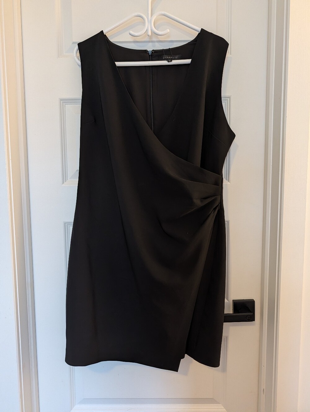 Dynamite Black Sleeveless Faux-Wrap Mini Dress